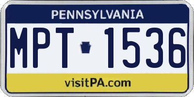 PA license plate MPT1536