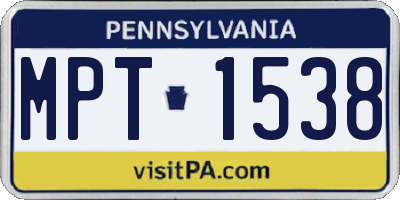 PA license plate MPT1538