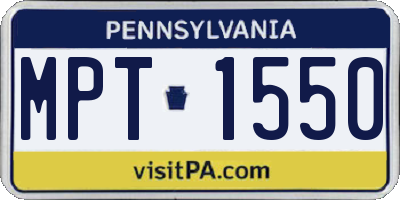 PA license plate MPT1550