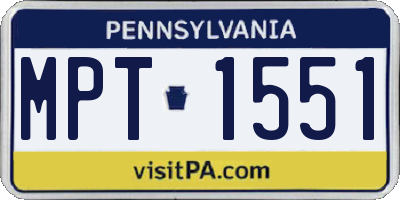 PA license plate MPT1551