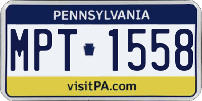 PA license plate MPT1558