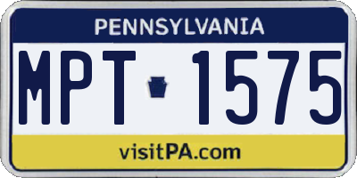 PA license plate MPT1575