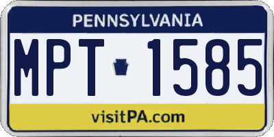 PA license plate MPT1585