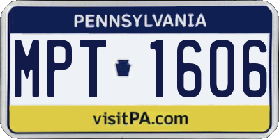 PA license plate MPT1606