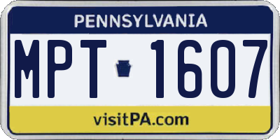 PA license plate MPT1607