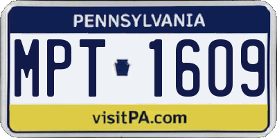 PA license plate MPT1609