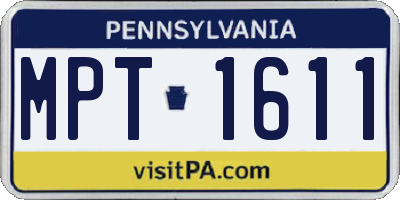 PA license plate MPT1611