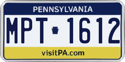 PA license plate MPT1612