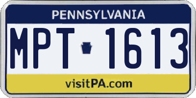 PA license plate MPT1613