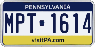 PA license plate MPT1614