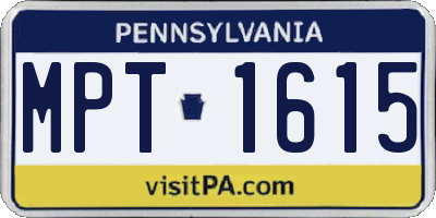 PA license plate MPT1615