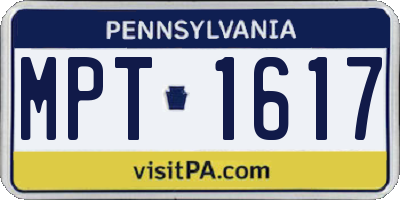 PA license plate MPT1617
