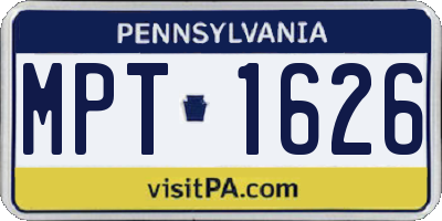 PA license plate MPT1626