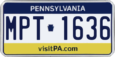 PA license plate MPT1636