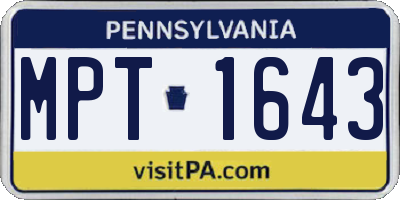 PA license plate MPT1643
