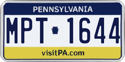PA license plate MPT1644