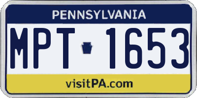 PA license plate MPT1653