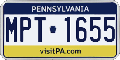 PA license plate MPT1655