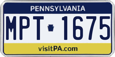 PA license plate MPT1675