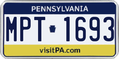 PA license plate MPT1693