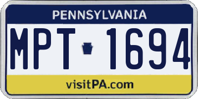 PA license plate MPT1694