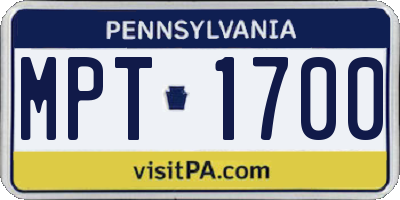 PA license plate MPT1700