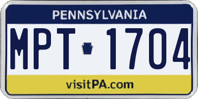 PA license plate MPT1704