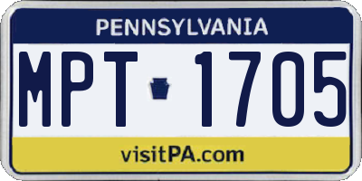 PA license plate MPT1705