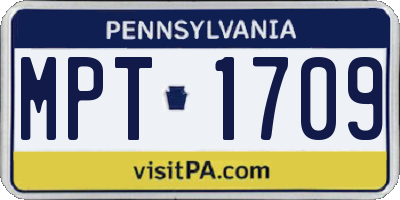 PA license plate MPT1709