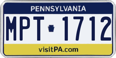 PA license plate MPT1712
