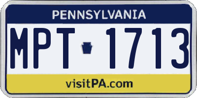 PA license plate MPT1713
