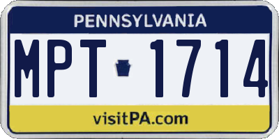 PA license plate MPT1714
