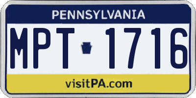 PA license plate MPT1716