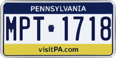 PA license plate MPT1718
