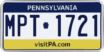 PA license plate MPT1721