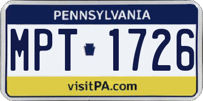 PA license plate MPT1726