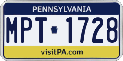 PA license plate MPT1728