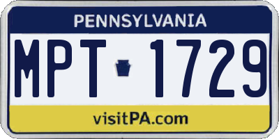 PA license plate MPT1729