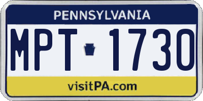PA license plate MPT1730