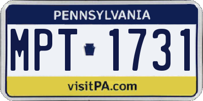 PA license plate MPT1731