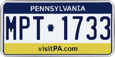 PA license plate MPT1733