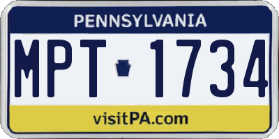 PA license plate MPT1734