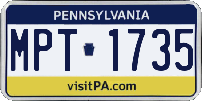PA license plate MPT1735