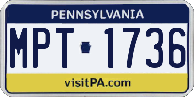 PA license plate MPT1736