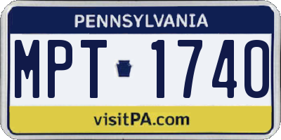 PA license plate MPT1740