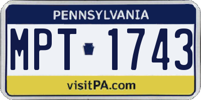 PA license plate MPT1743