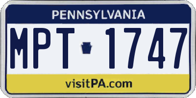 PA license plate MPT1747