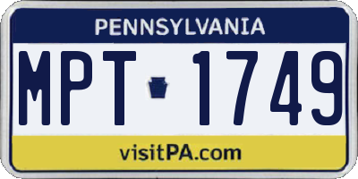 PA license plate MPT1749
