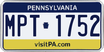 PA license plate MPT1752