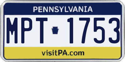 PA license plate MPT1753